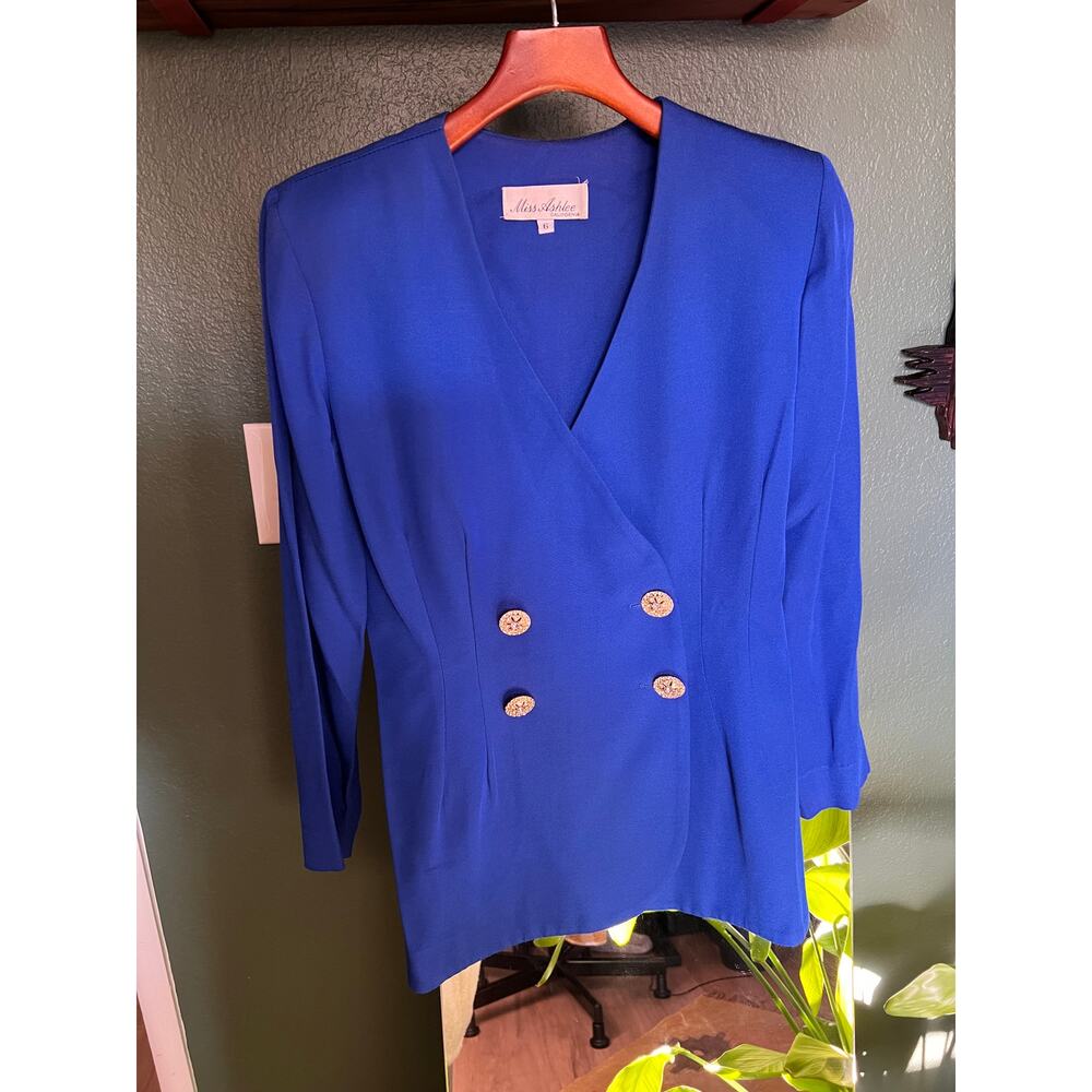 Vintage Miss Ashley Royal Blue Jacket and Skirt Size 6